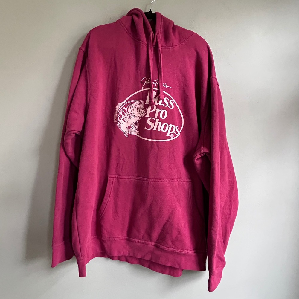 Bass Pro Shops Johnny Morris Hoodie Maroon Mens 2XL Fishing Pullover